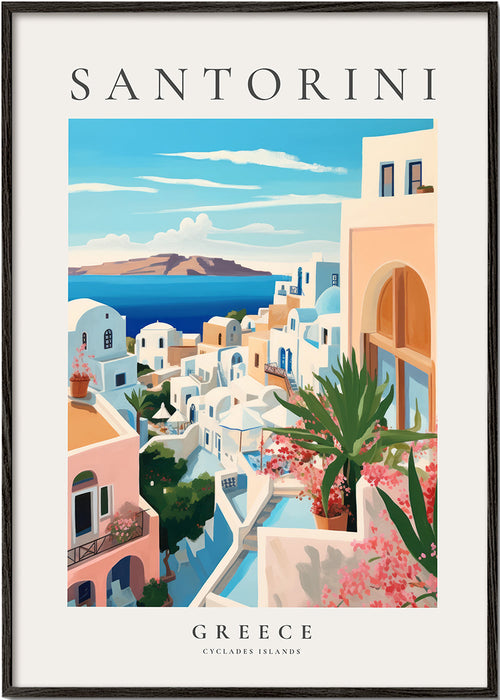 Reseaffisch Santorini kustvy