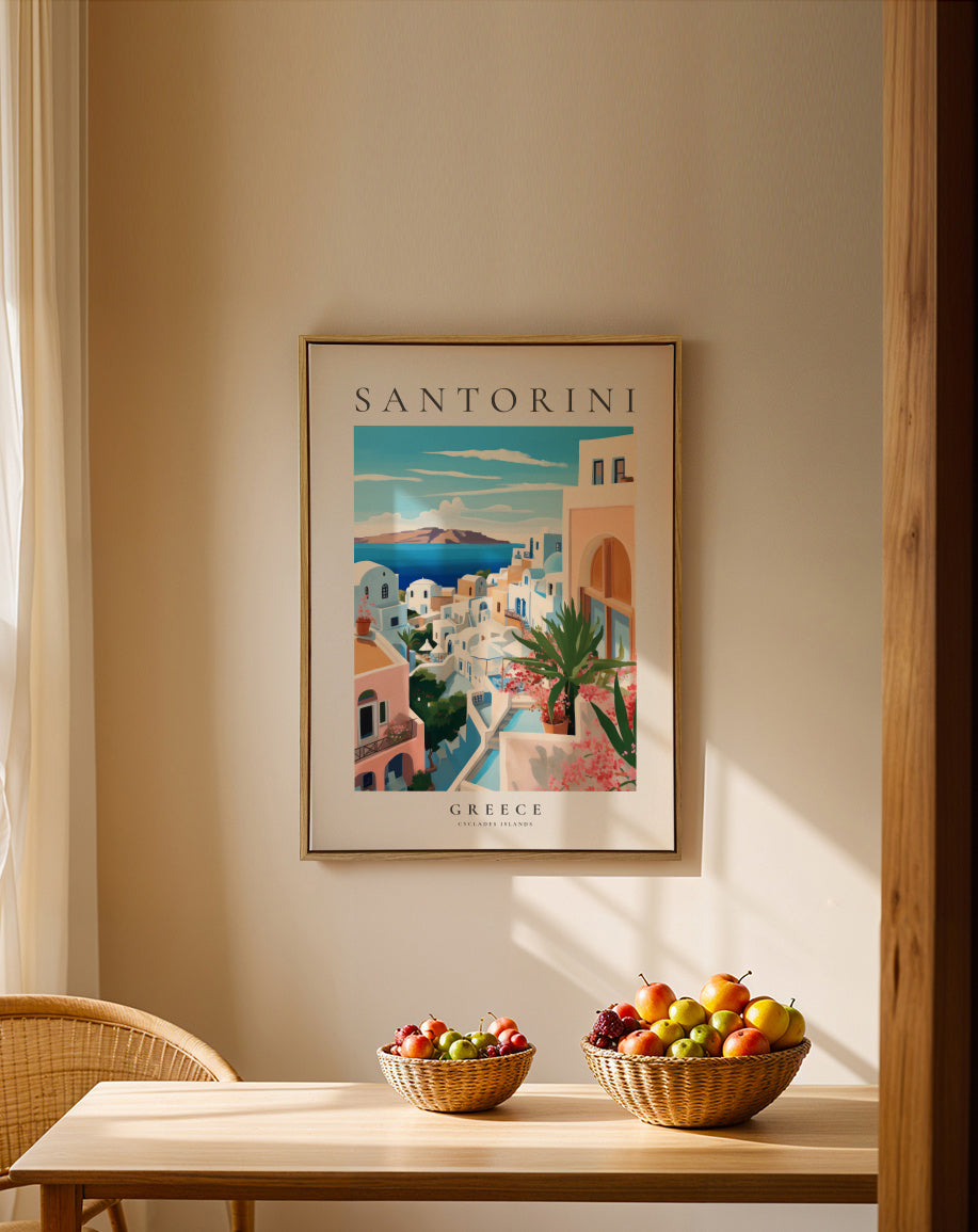 Santorini, Greece - Framed canvas in an interior