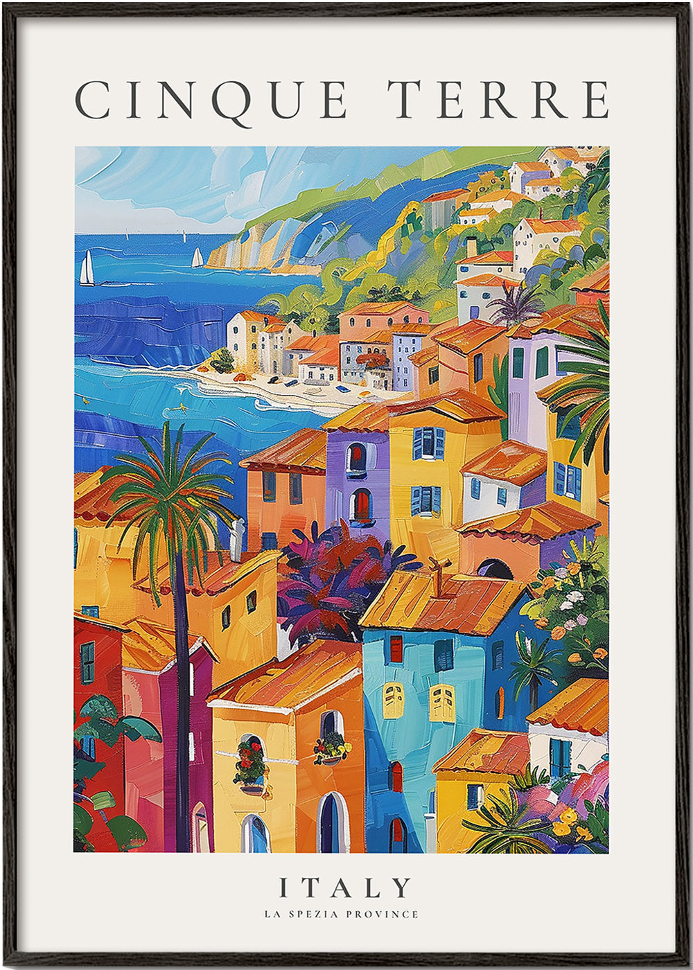 Reseaffisch Cinque Terre färgglad kust