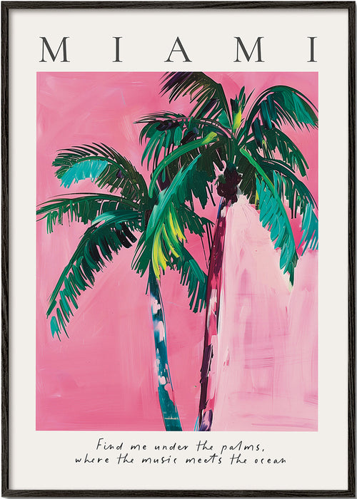 Illustration Miami palmer i rosa