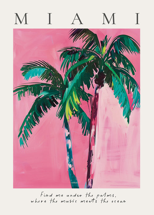 Illustration Miami palmer i rosa