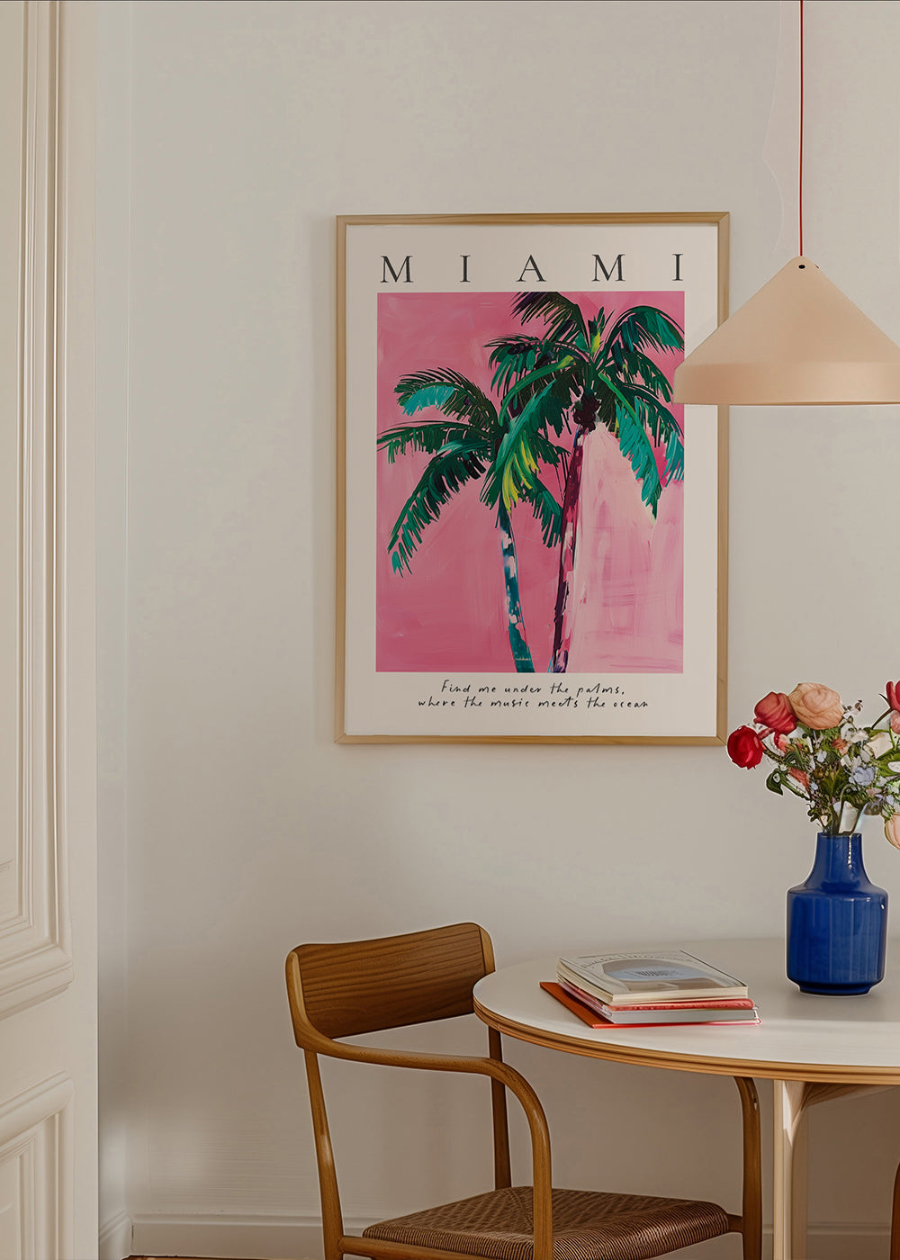 Illustration Miami palmer i rosa