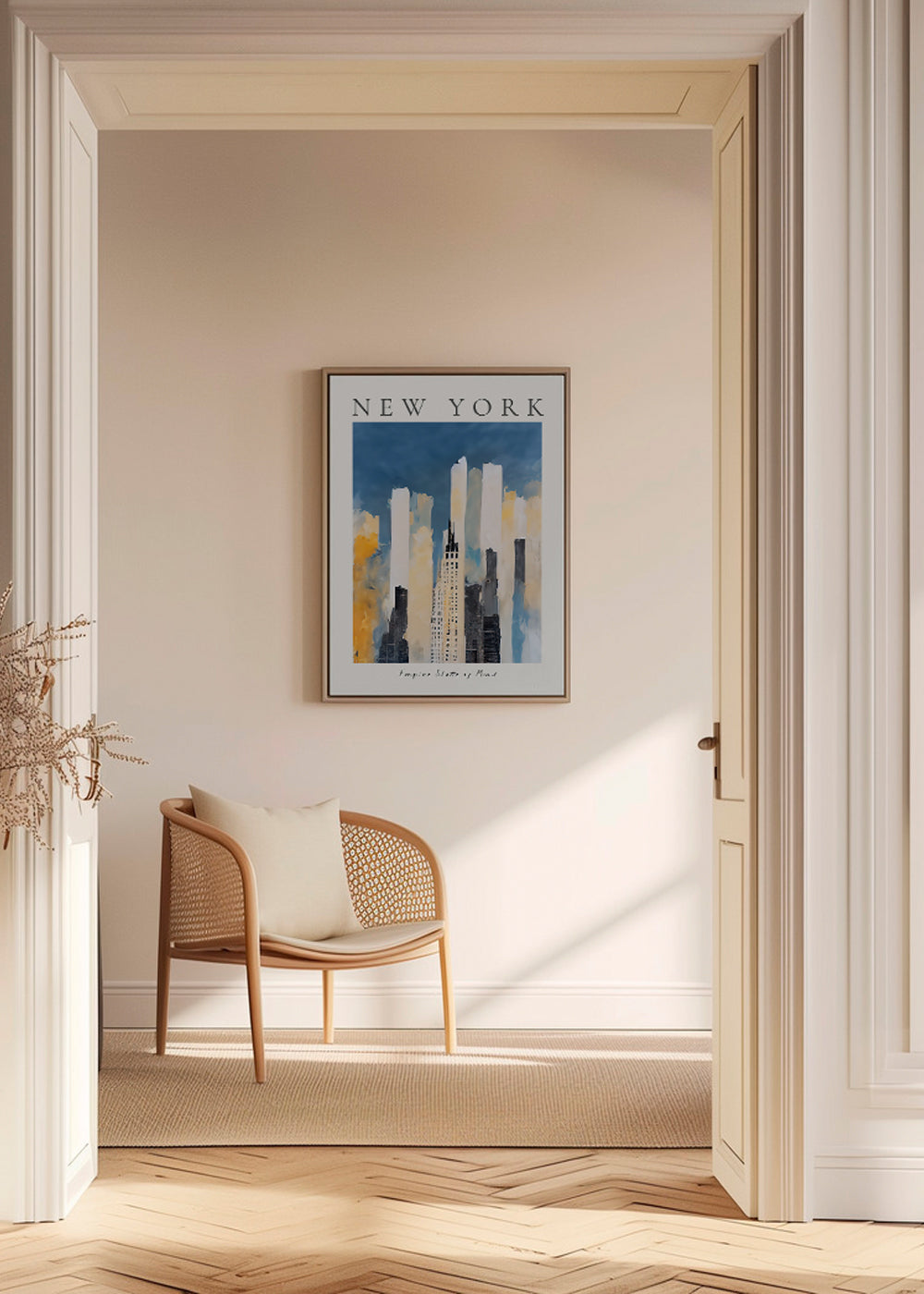 Reseaffisch New York skyline målerisk stil