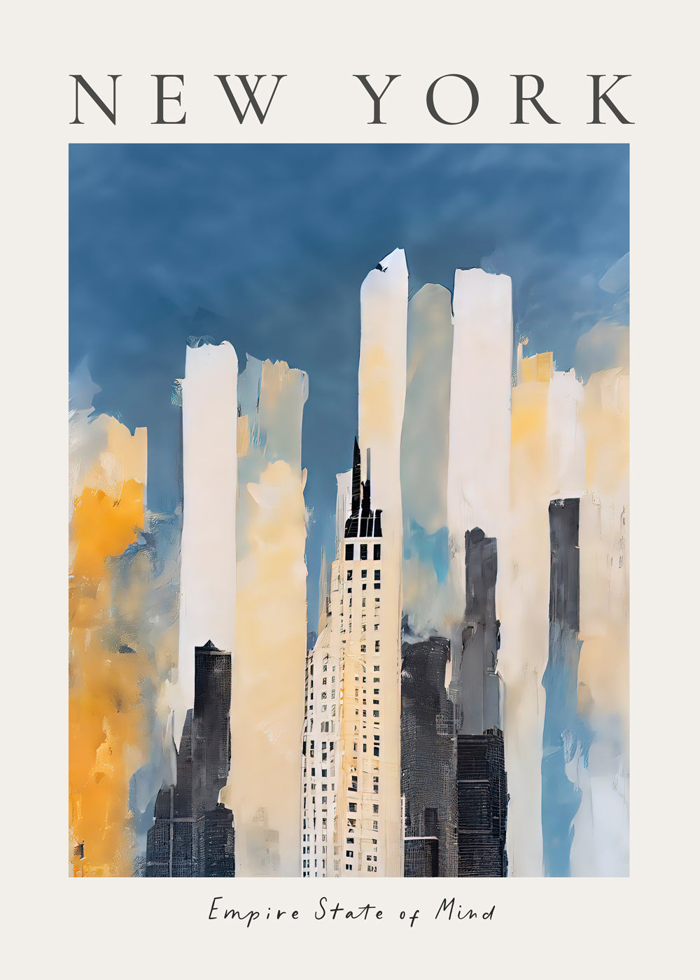Reseaffisch New York skyline målerisk stil