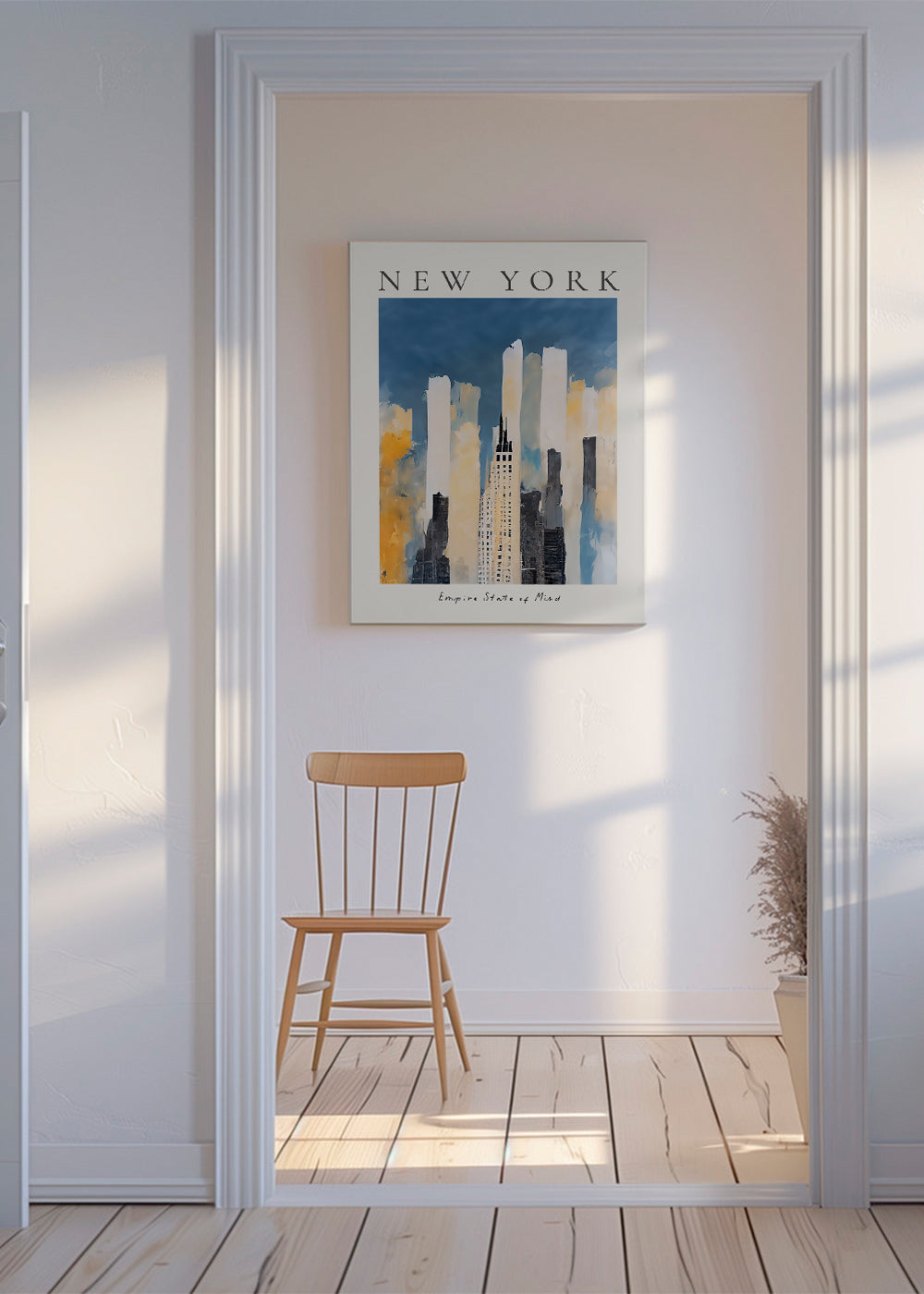 Reseaffisch New York skyline målerisk stil