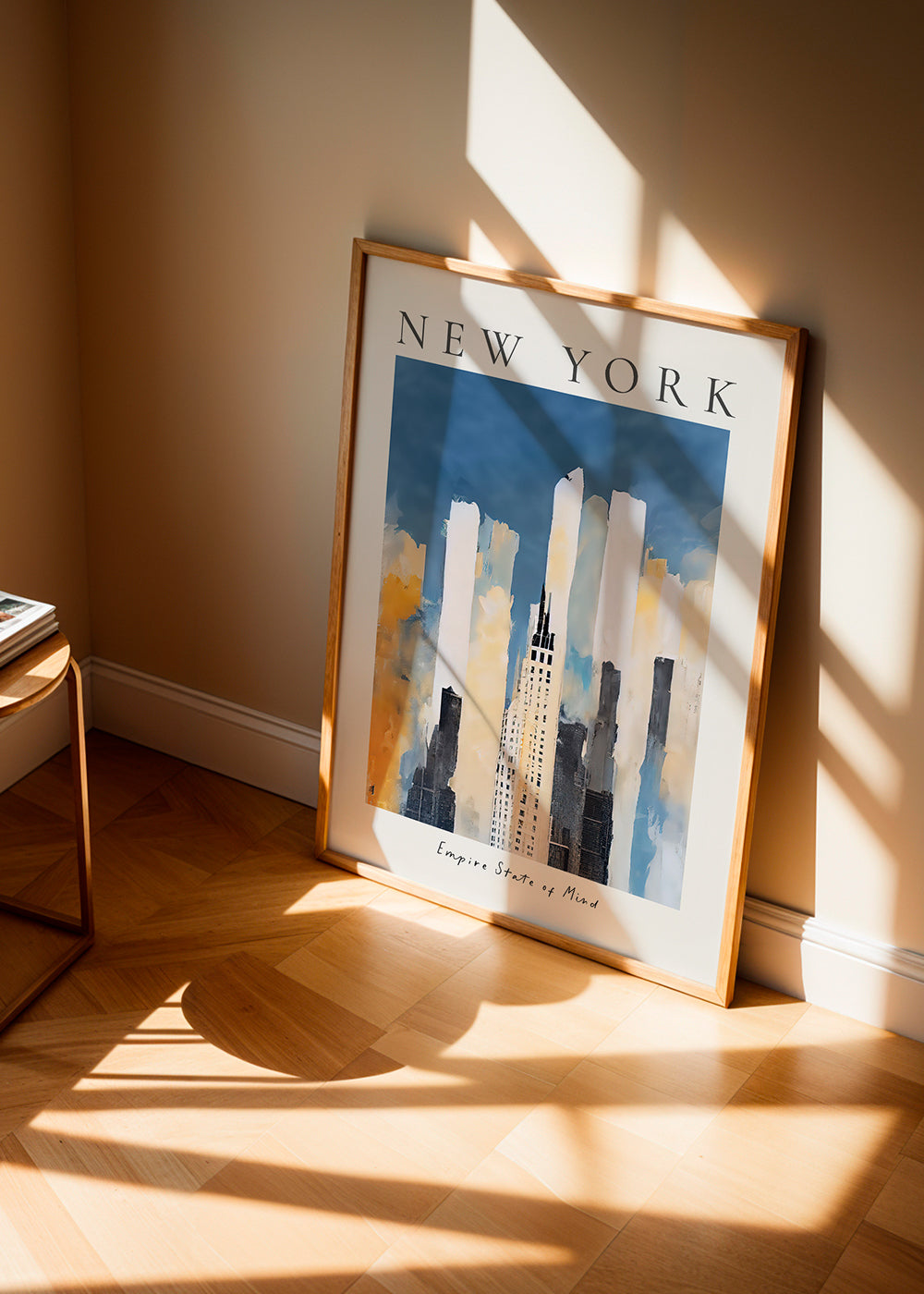 Reseaffisch New York skyline målerisk stil