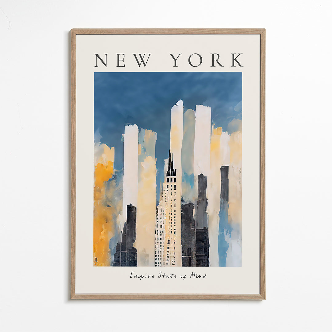 Reseaffisch New York skyline målerisk stil