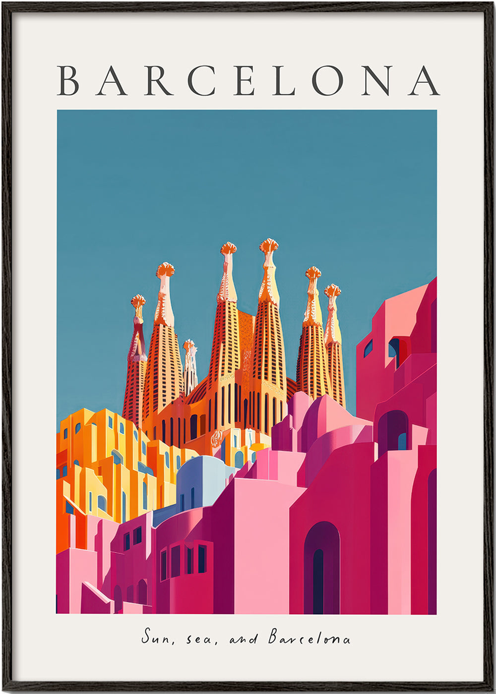 Reseposter: Sagrada Familia i varma färger