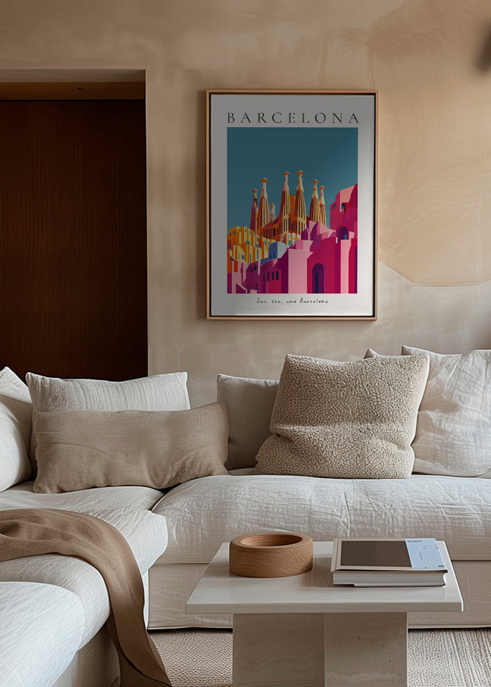 Reseposter: Sagrada Familia i varma färger
