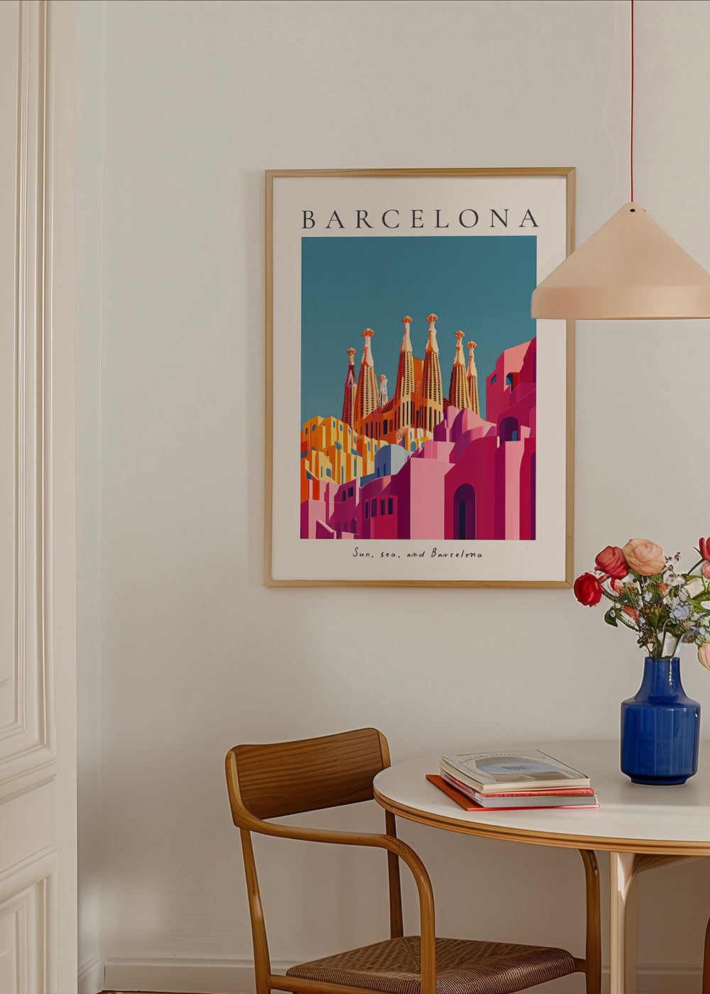 Reseposter: Sagrada Familia i varma färger