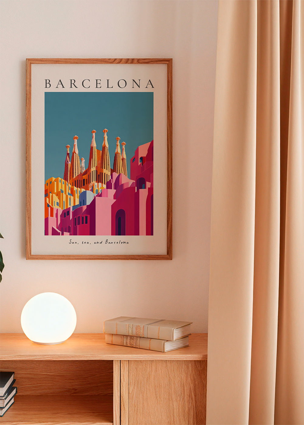 Reseposter: Sagrada Familia i varma färger