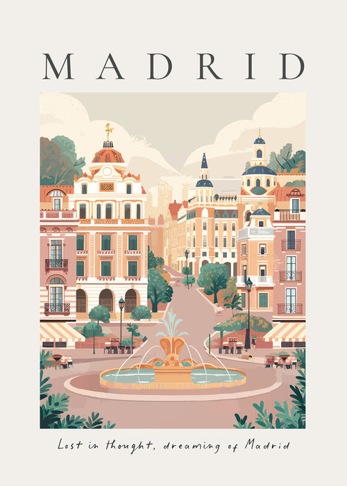 Stadsposter Madrid med fontän