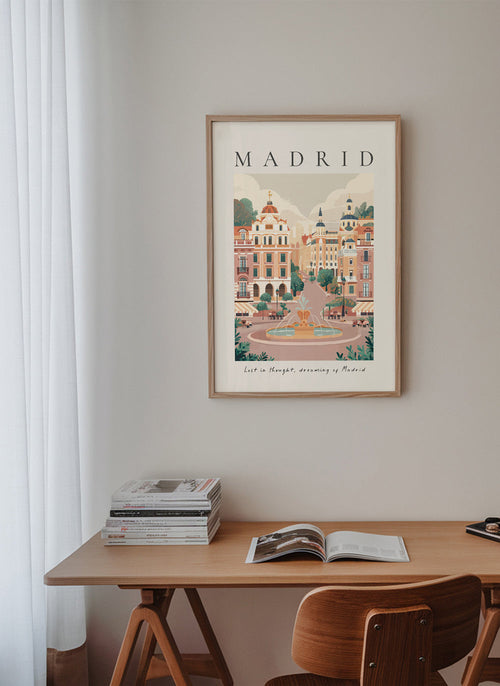Stadsposter Madrid med fontän