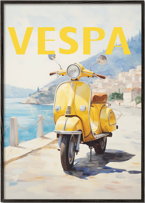 Stadstavla Gul Vespa vid kusten