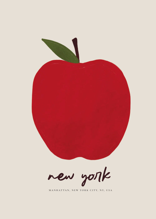 Stadsposter med rött äpple New York