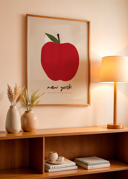 Stadsposter med rött äpple New York