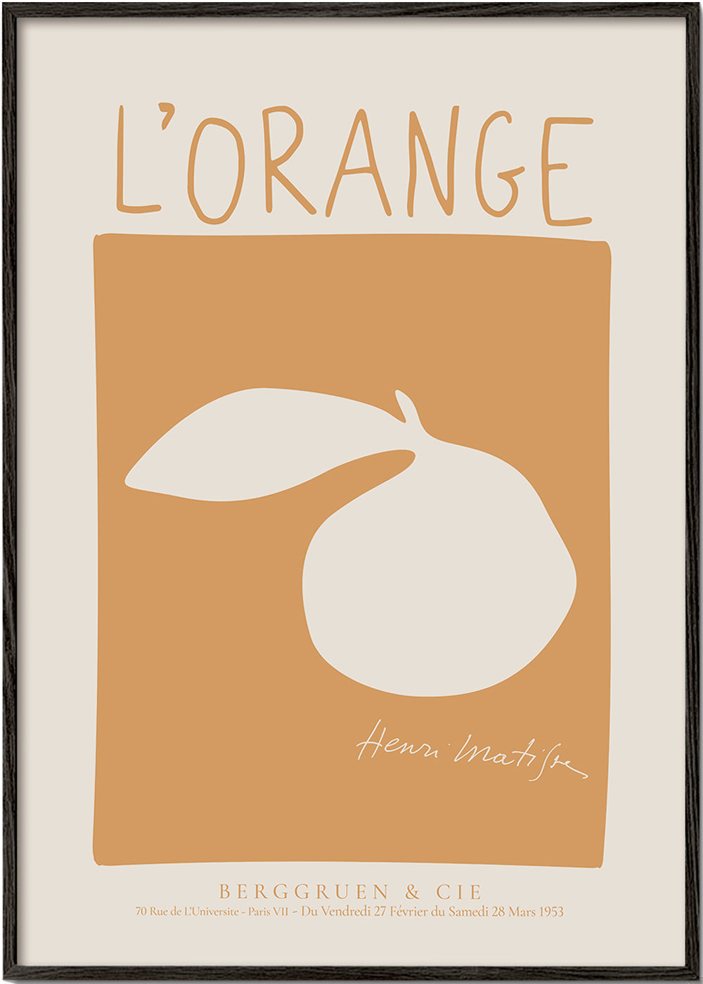 Kökskonst: orange minimalistiskt poster