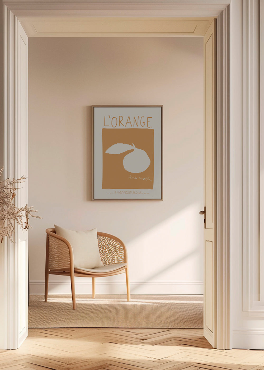 Kökskonst: orange minimalistiskt poster