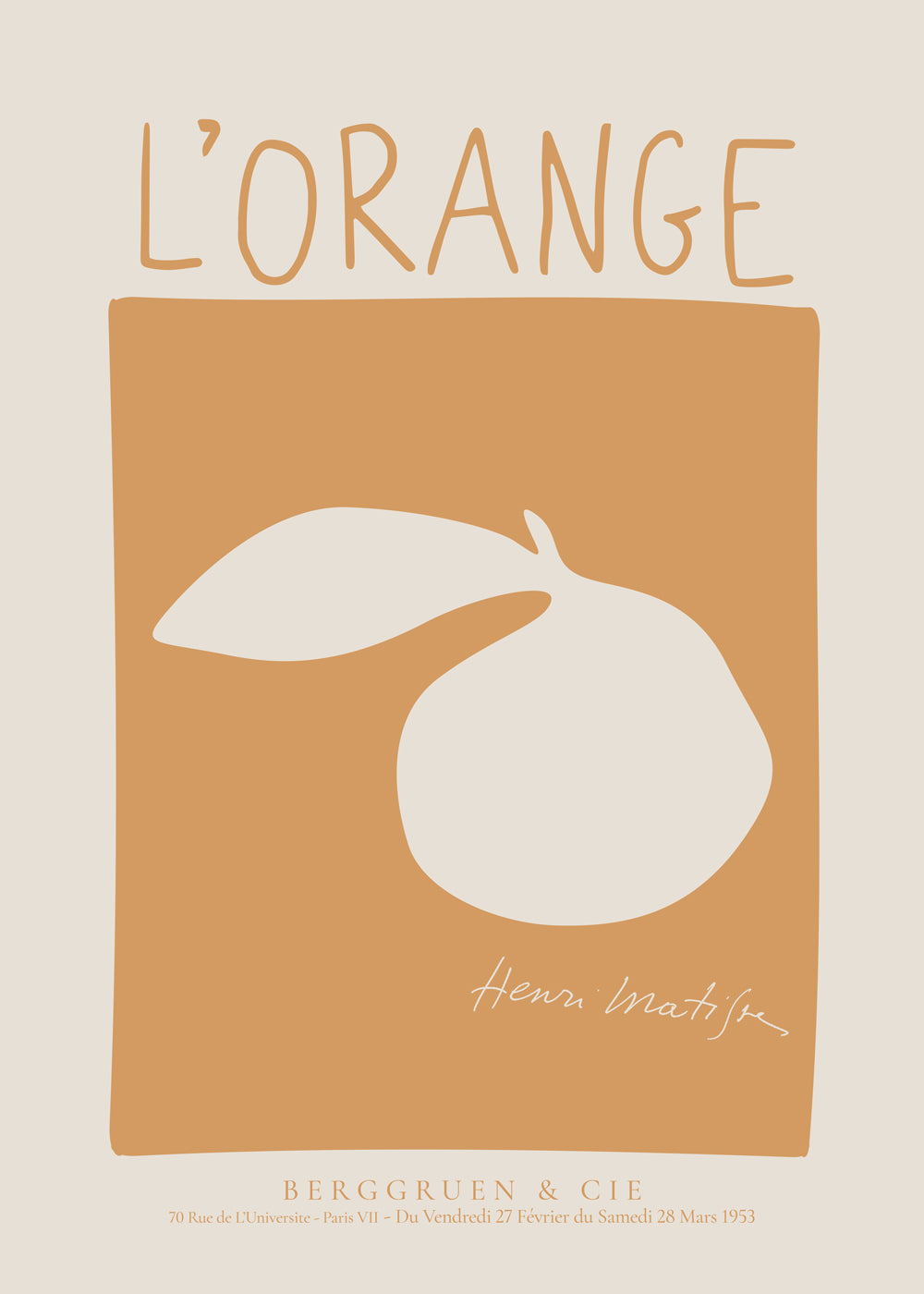 Kökskonst: orange minimalistiskt poster