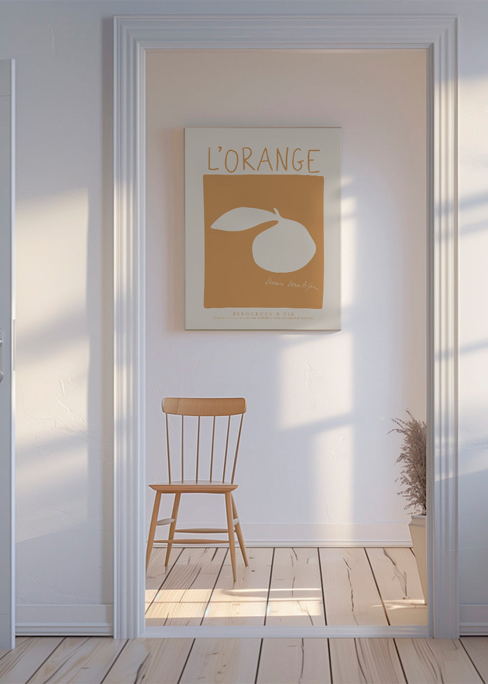 Kökskonst: orange minimalistiskt poster