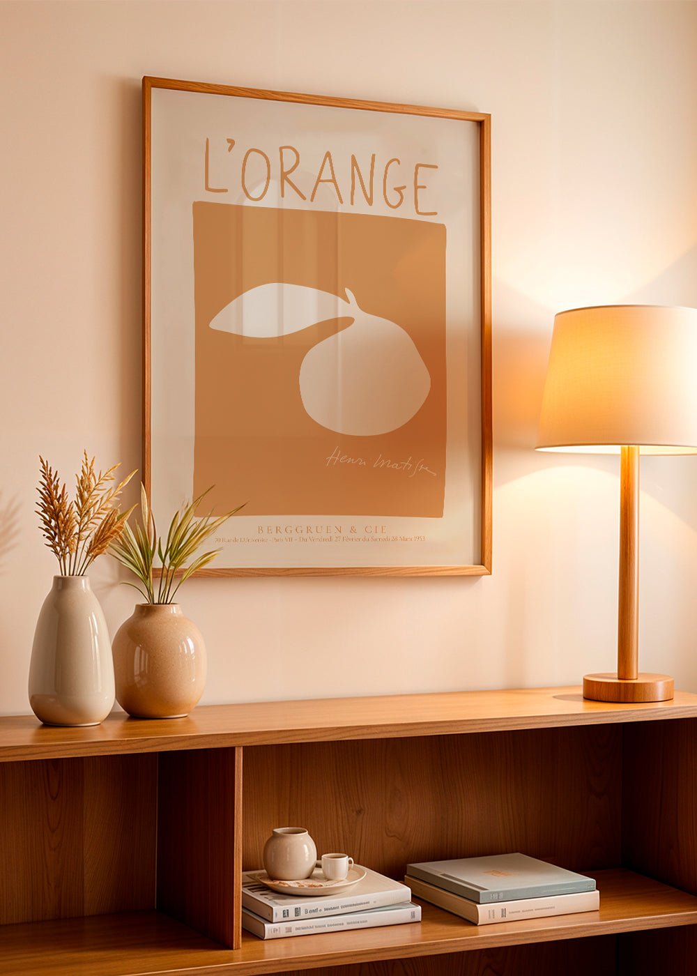 Kökskonst: orange minimalistiskt poster