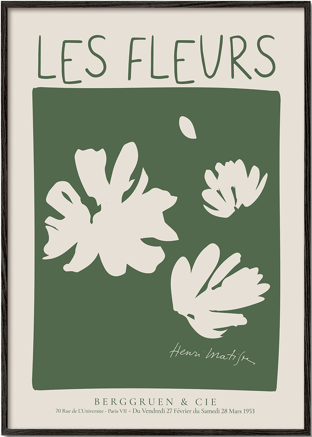 Botanisk poster Les Fleurs i grönt fält