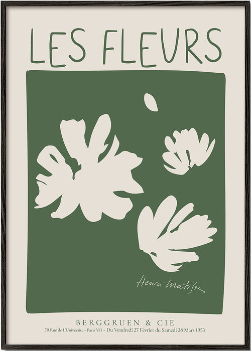 Botanisk poster Les Fleurs i grönt fält