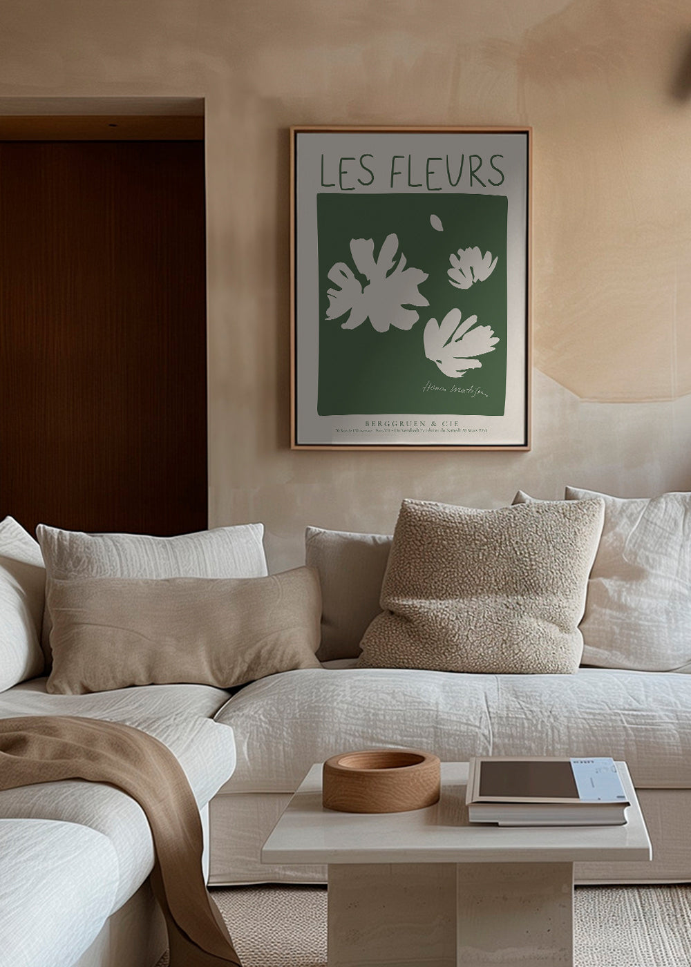 Botanisk poster Les Fleurs i grönt fält