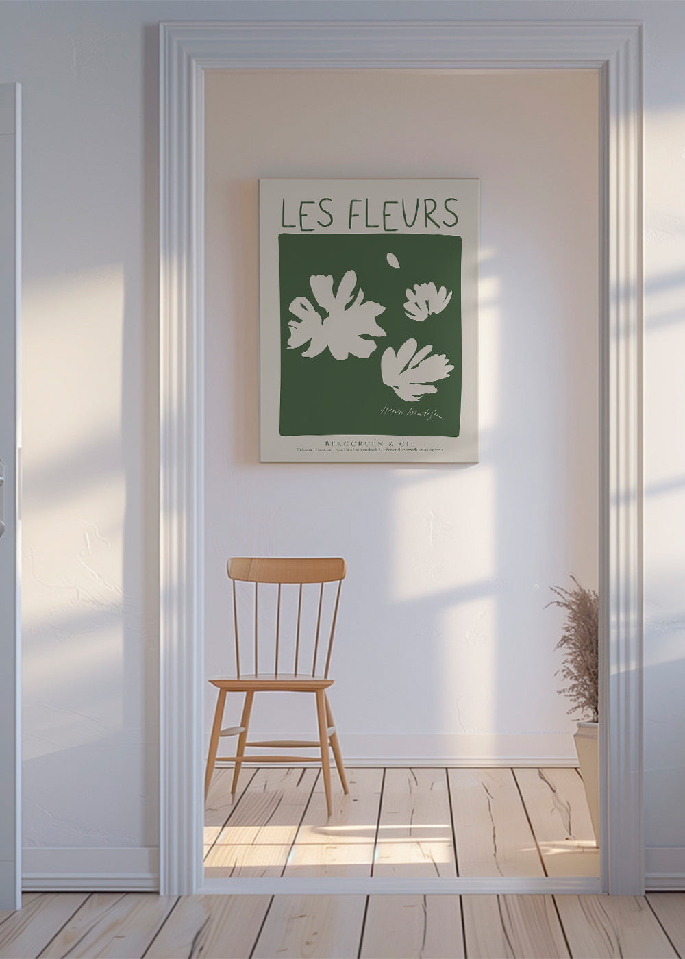 Botanisk poster Les Fleurs i grönt fält