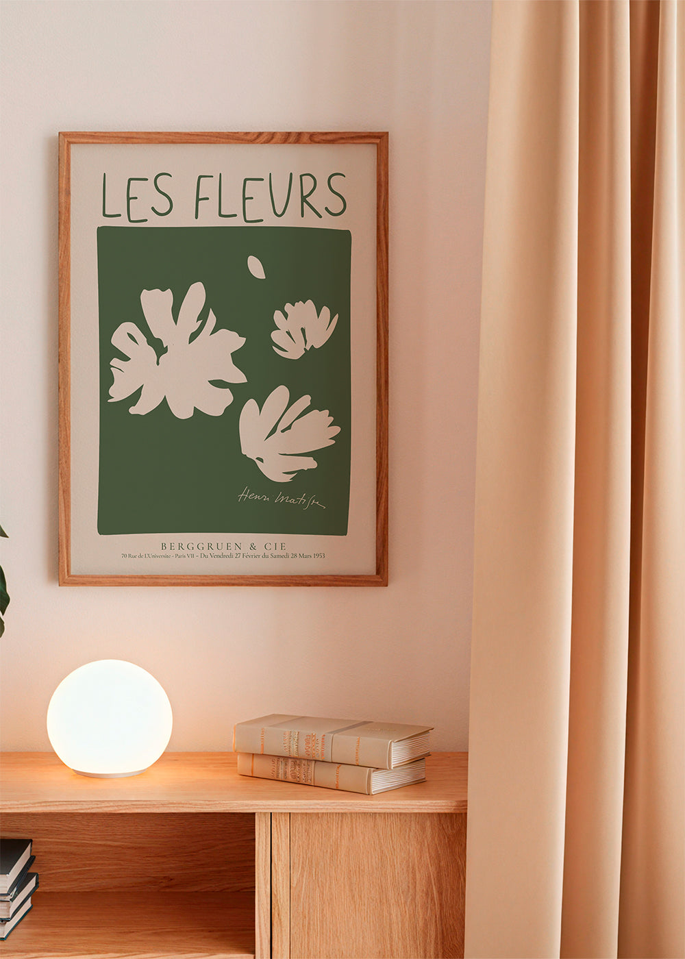 Botanisk poster Les Fleurs i grönt fält
