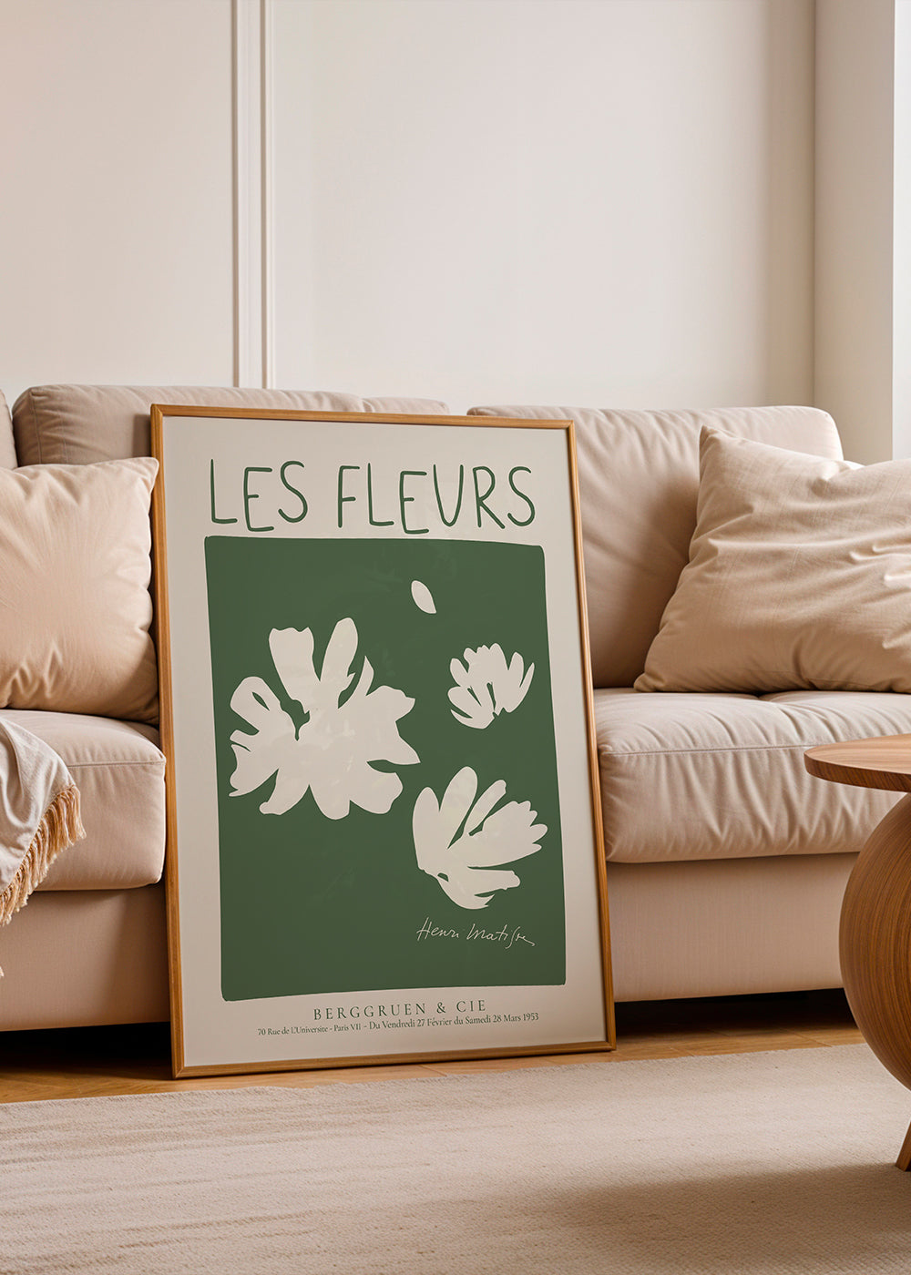 Botanisk poster Les Fleurs i grönt fält
