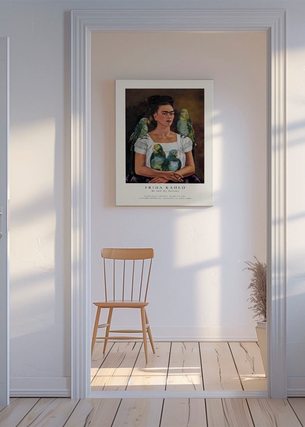 Konstverk Frida Kahlo med papegojor