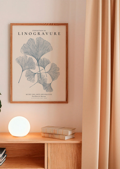Botanisk poster Ginkgo i blått