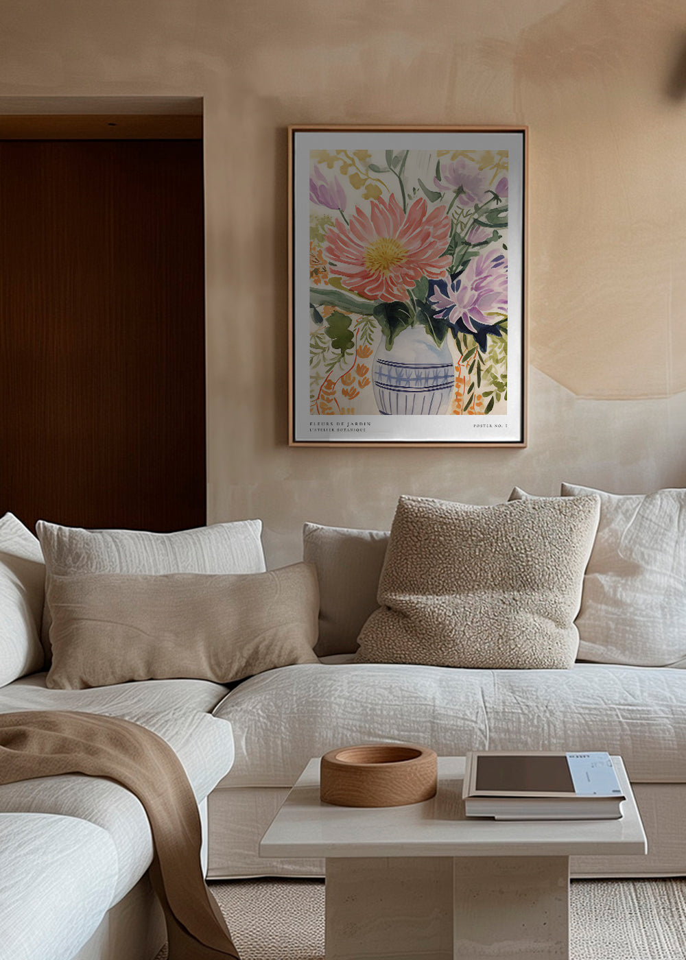 Botanisk poster: akvarellbukett i vas
