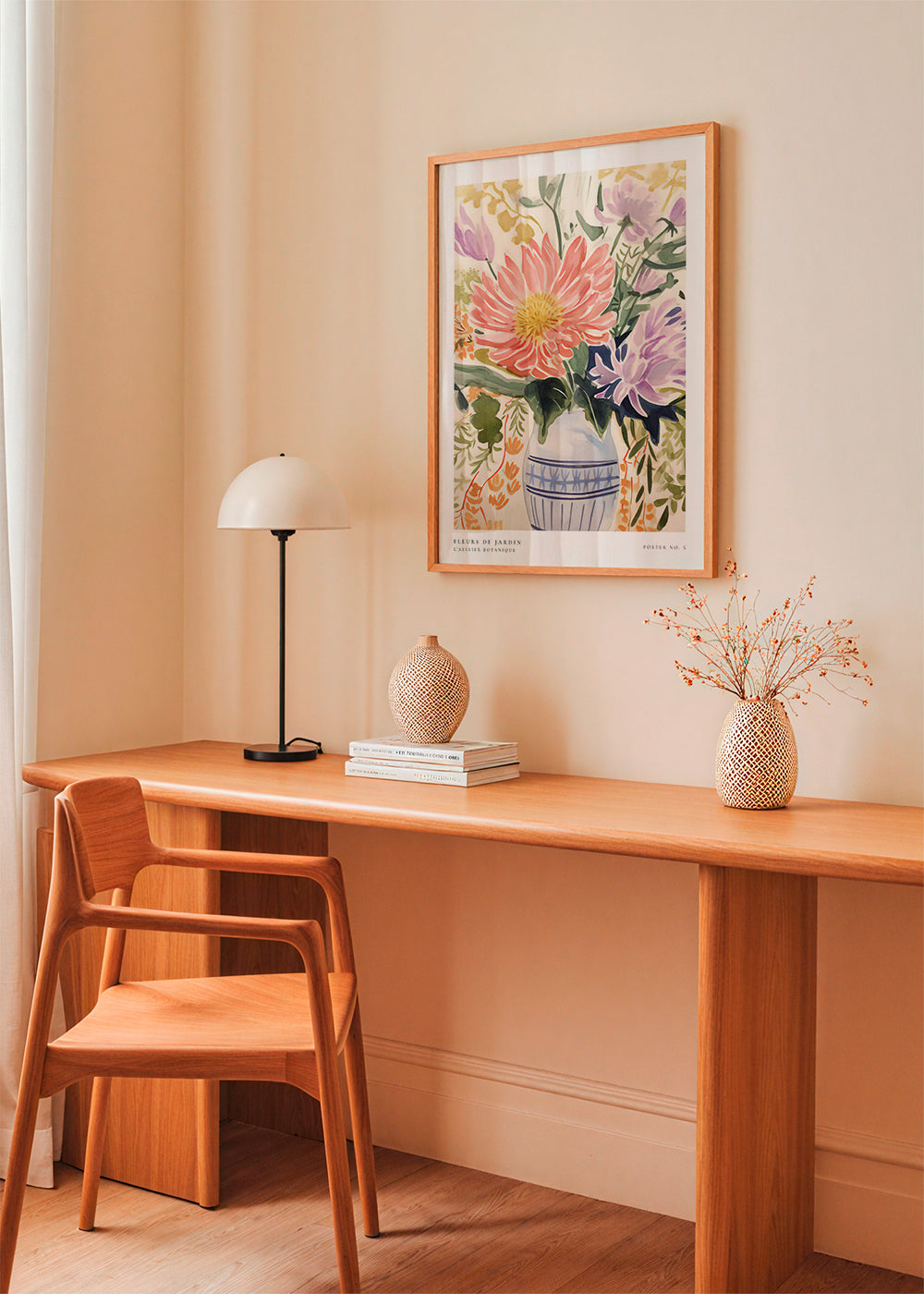 Botanisk poster: akvarellbukett i vas