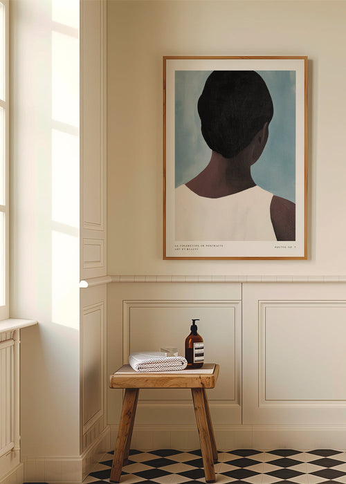 Illustration: porträtt bakifrån med lugn palett