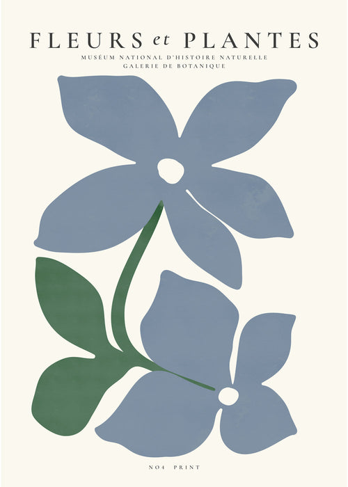 Botanisk poster blå blommor minimal