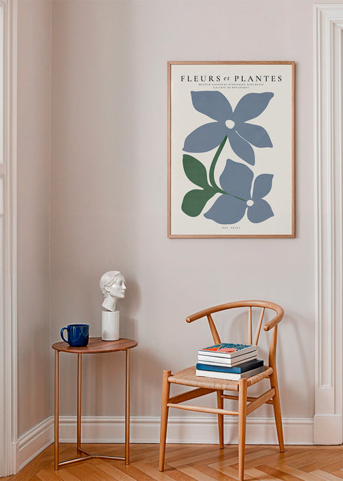 Botanisk poster blå blommor minimal