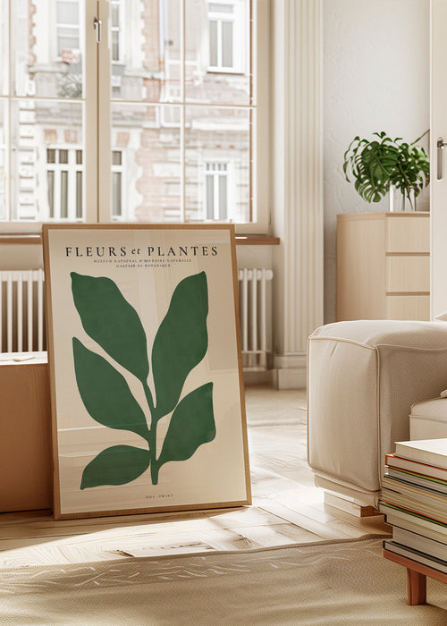 Botanisk poster med ett grönt blad