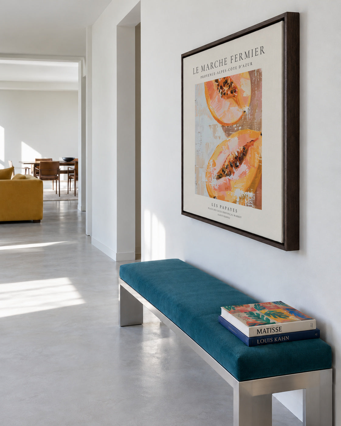 Le marche fermier - LES PAPAYES - SQUARE - Framed canvas in an interior