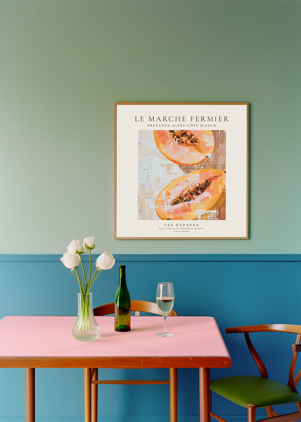 Kökskonst Papaya franskt poster