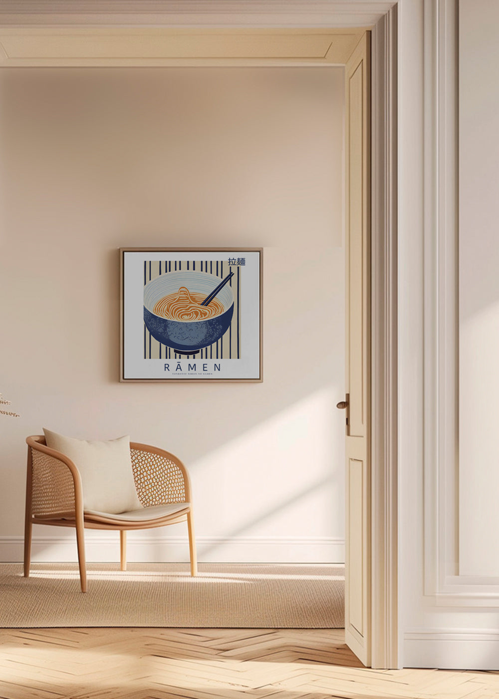 Kökskonst Ramen-illustration blå och orange