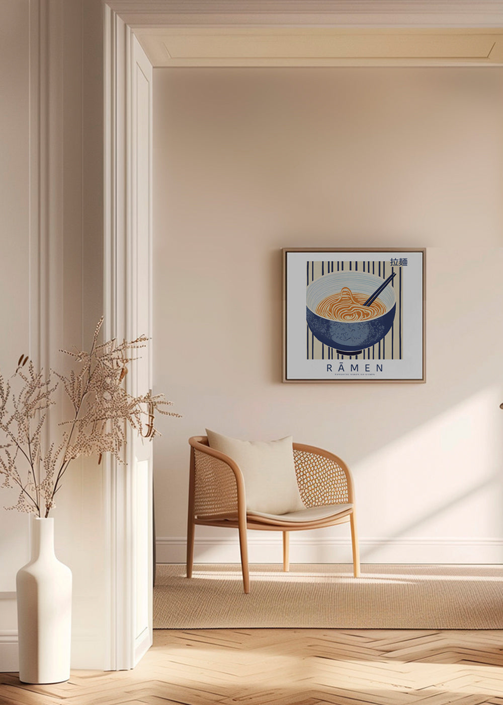 Kökskonst Ramen-illustration blå och orange