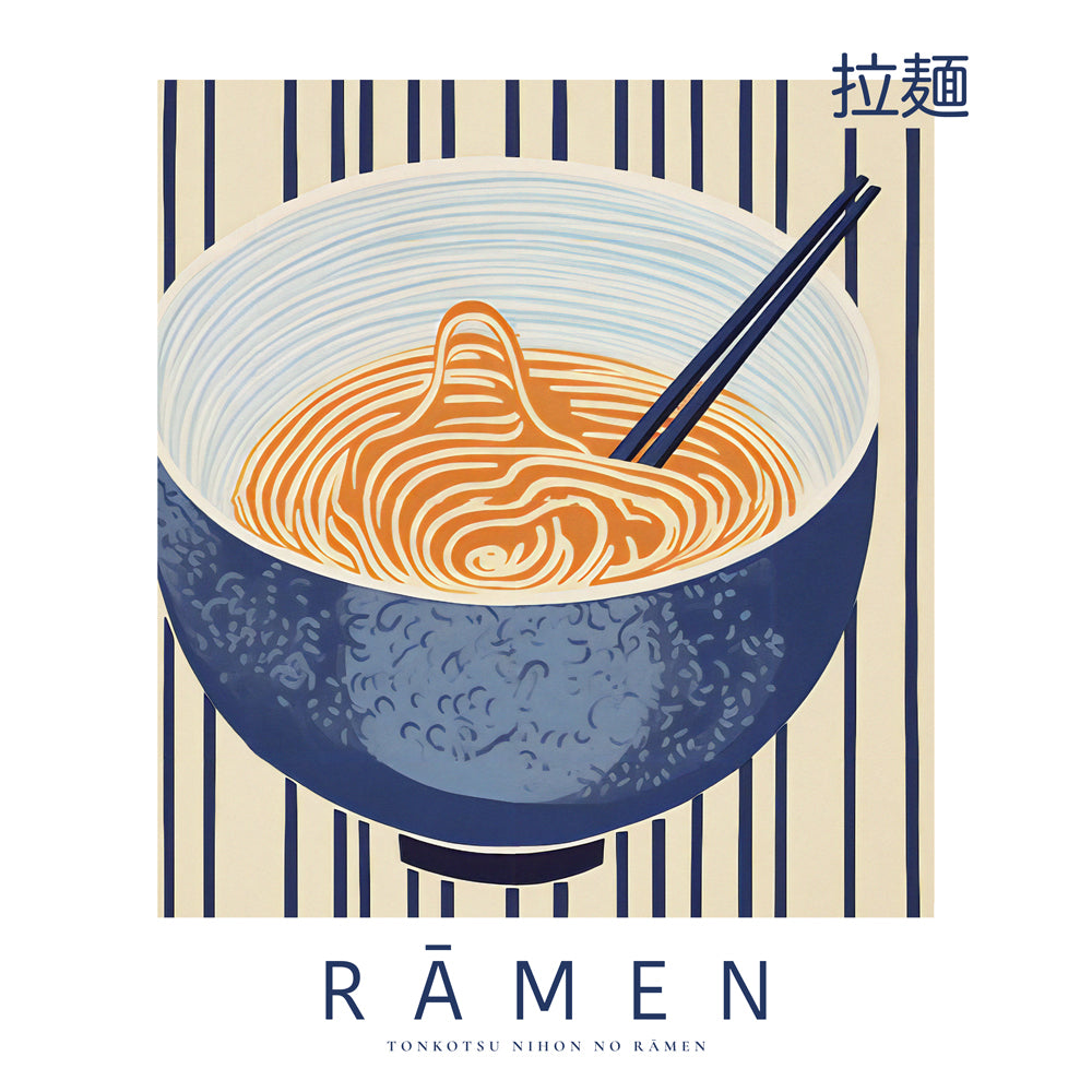 Kökskonst Ramen-illustration blå och orange