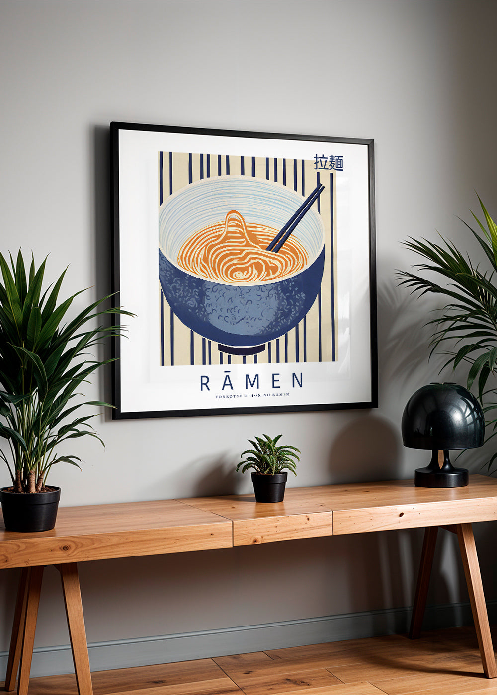 Kökskonst Ramen-illustration blå och orange