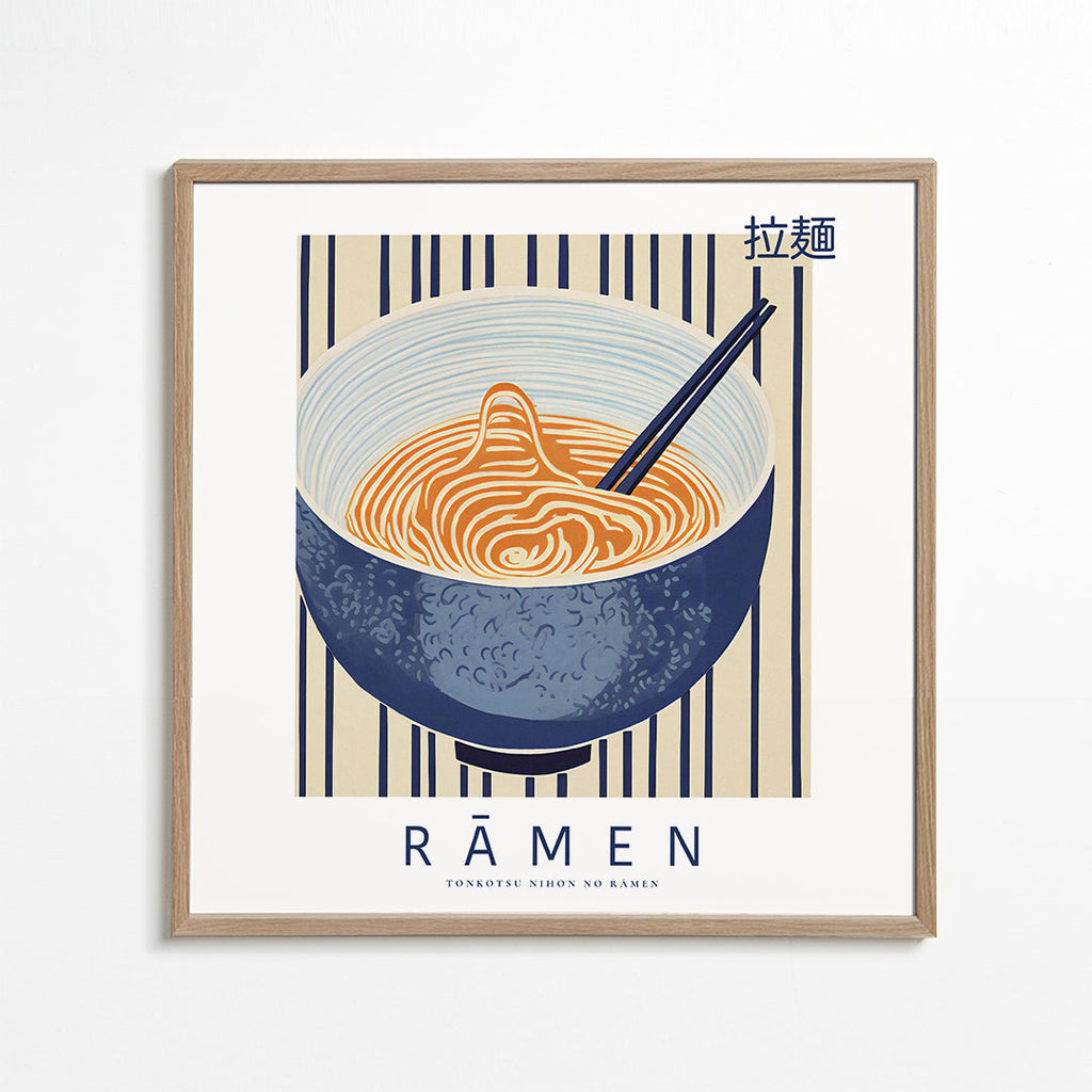 Kökskonst Ramen-illustration blå och orange
