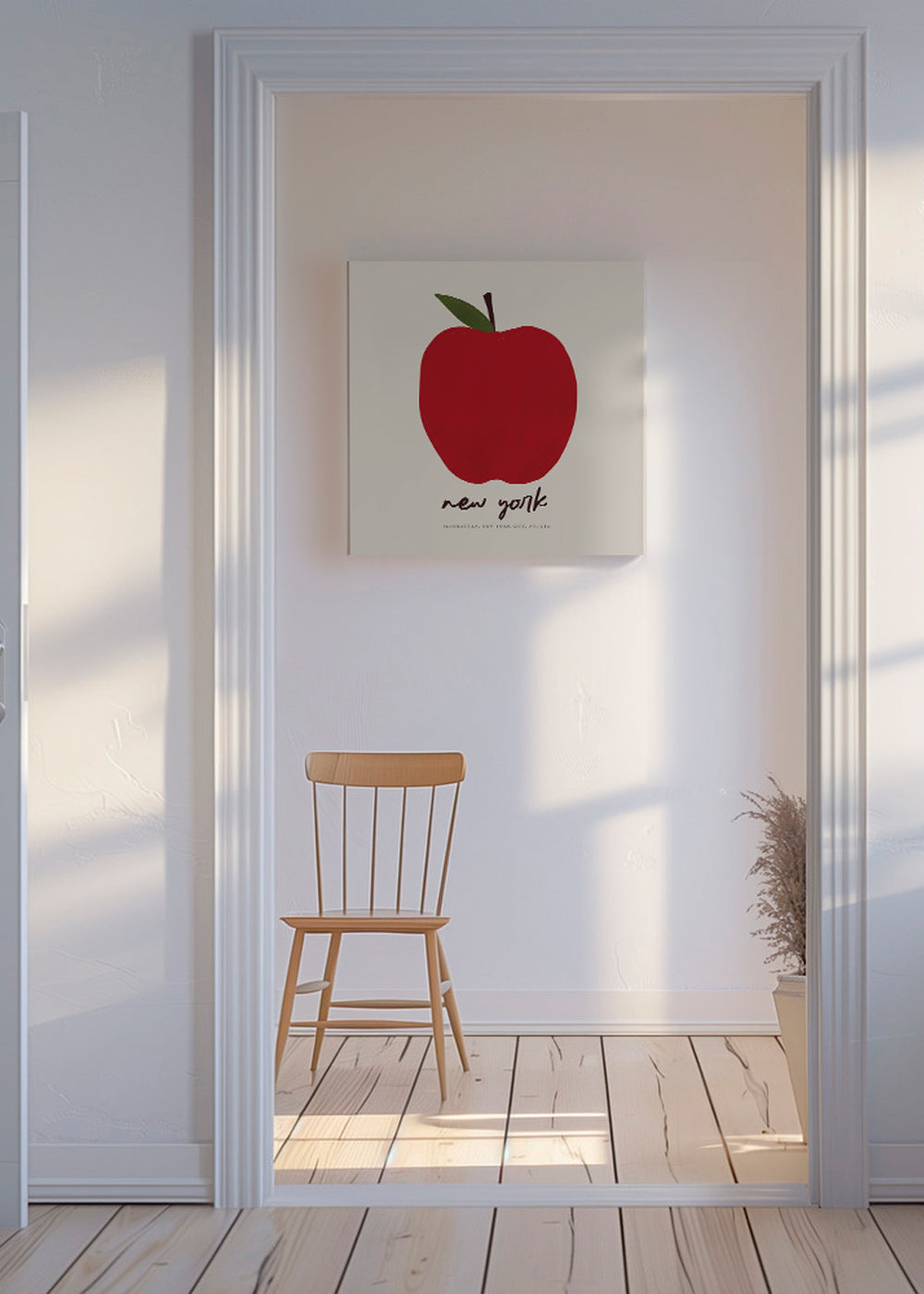Stadstavla med rött äpple