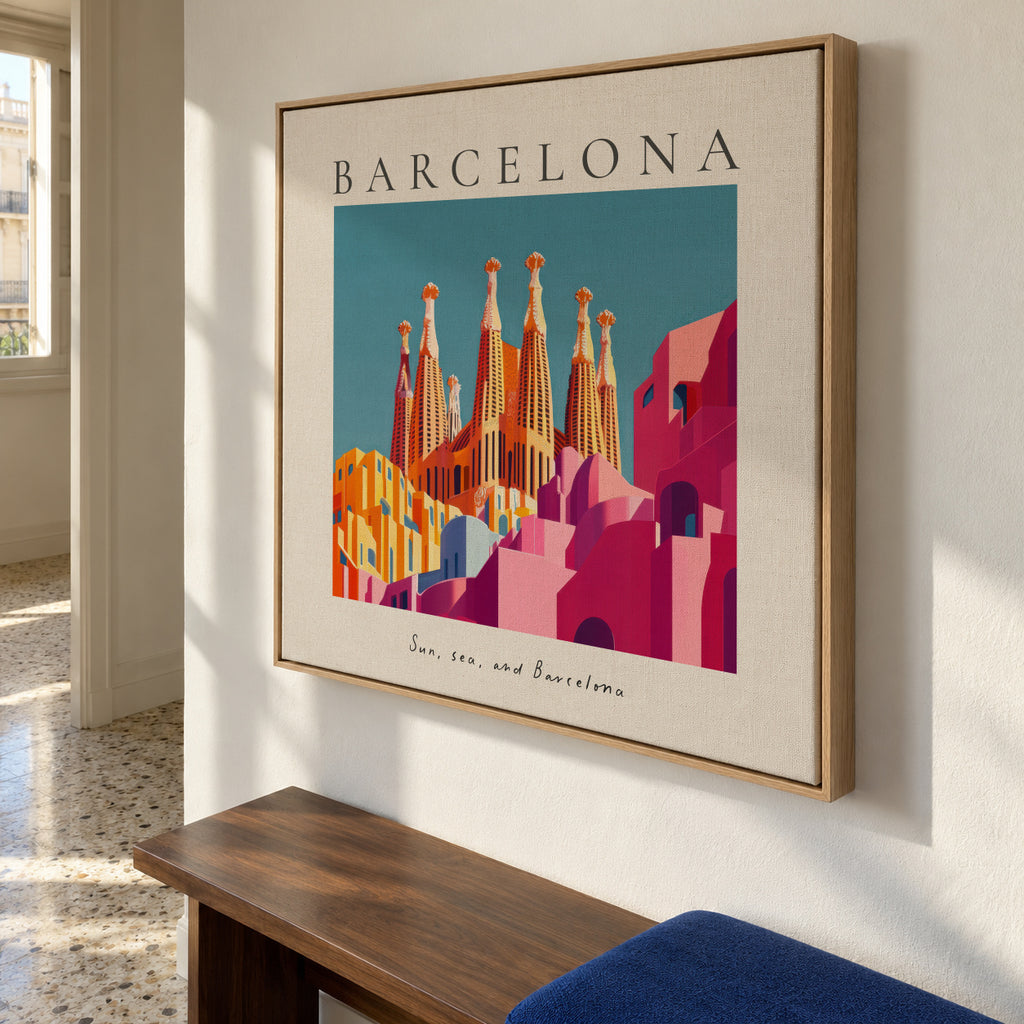 Barcelona - SQUARE - Framed canvas in an interior
