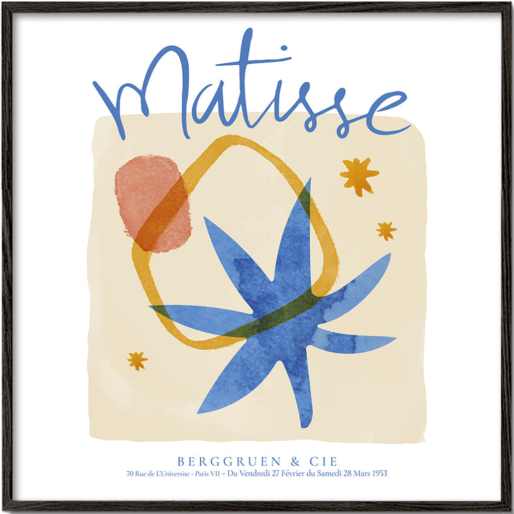 Botanisk affisch i Matisse-stil i blått och guld