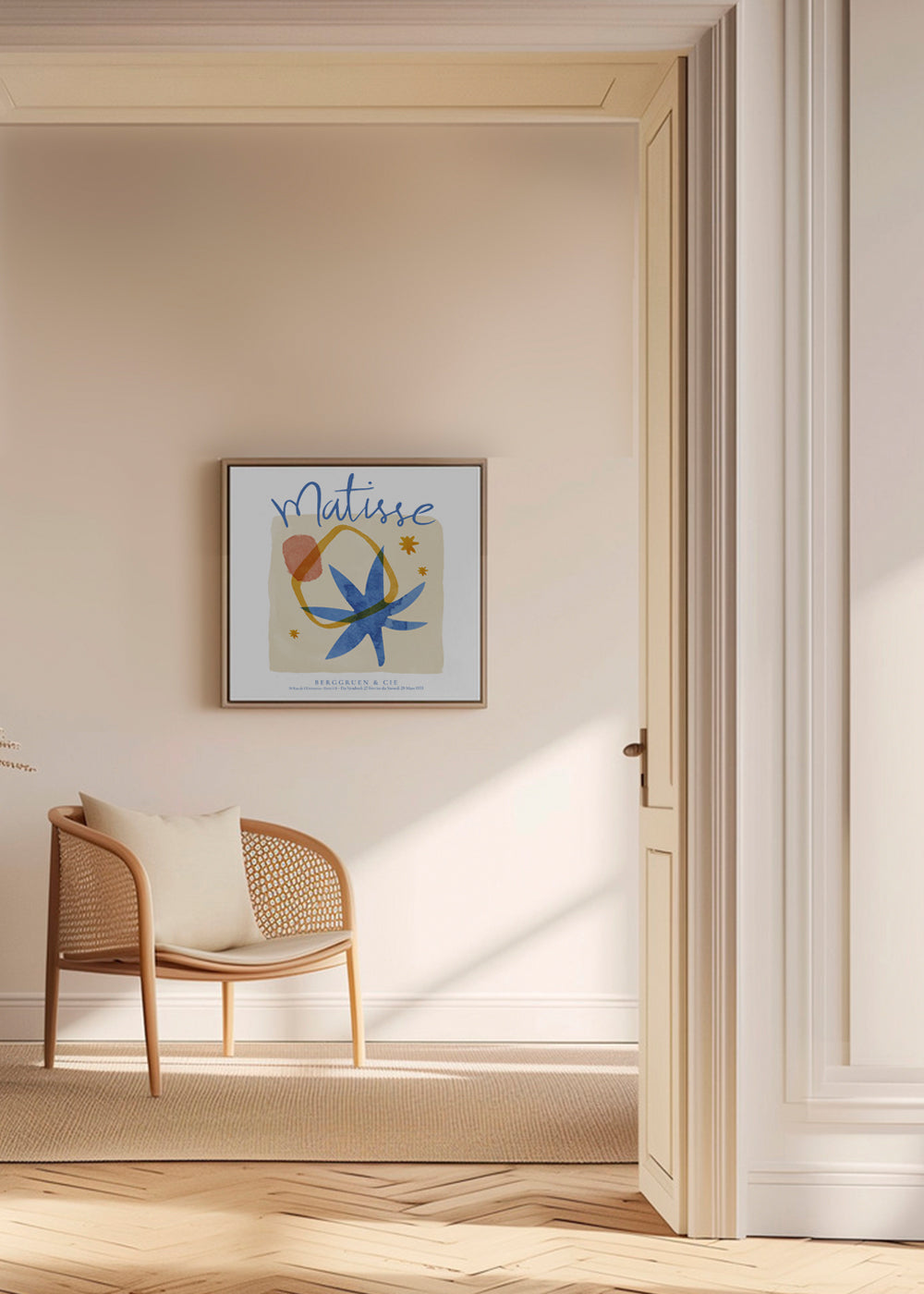 Botanisk affisch i Matisse-stil i blått och guld
